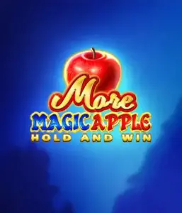 Enter the magical realm of the More Magic Apple slot game by 3 Oaks Gaming, highlighting a glistening red apple on a vivid blue background. This image portrays the game's theme of enchantment and wonder. Perfect for fans of fantasy, the vibrant color scheme and appealing design draw players into the game's magical world. 